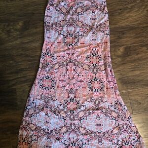 Ultra Flirt Pink and Black Patterned Maxi Skirt